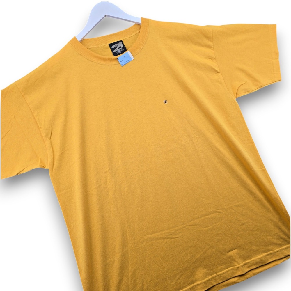 Rue 21 Vintage T Shirt Mens XL Solid Yellow Cotton Short Sleeve Crew Neck Y2K
